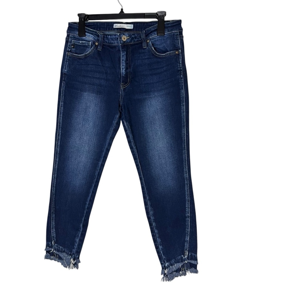 KanCan Dark Blue Frayed Hem Skinny Jeans